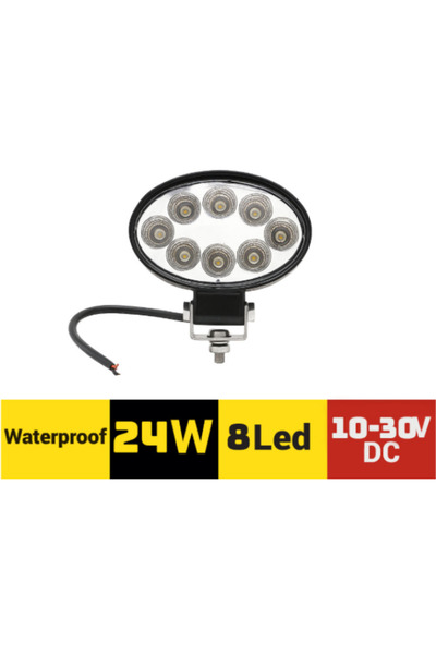 ASTRA LED Off Road Çalışma Lamba 10-30V 8 Led 24W Oval Siyah Tır Kamyon İş Ma...