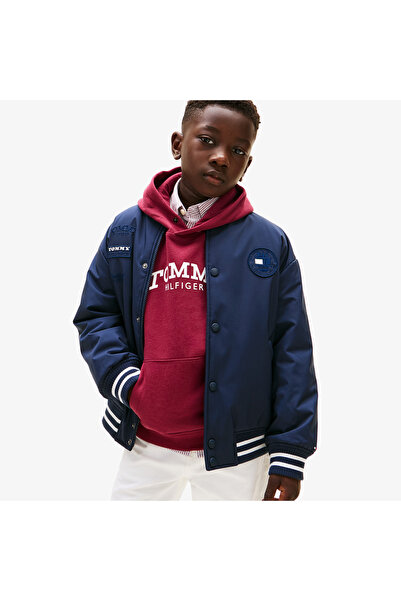 Tommy Hilfiger Padded Graphic Bomber Çocuk Mavi Ceket