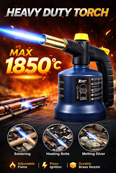 Xpert Professional Gas Blow Torch 1850°C | Piezo Ignition | Metal Nozzle | Mo...