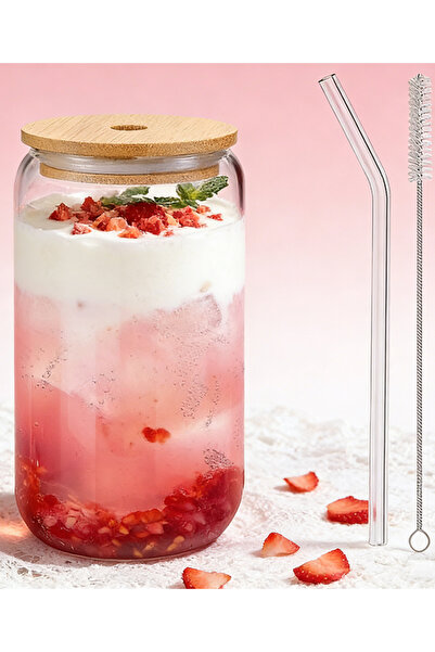 Yoawllty Glass Cup with Bamboo Lid and Straw (16 oz) — Reusable Iced Coffee C...