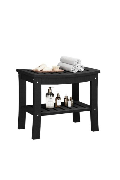 Garvee مقعد استحمام مصنوع من البولي إيثيلين عالي الكثافة مع رف تخزين - سعة 33...