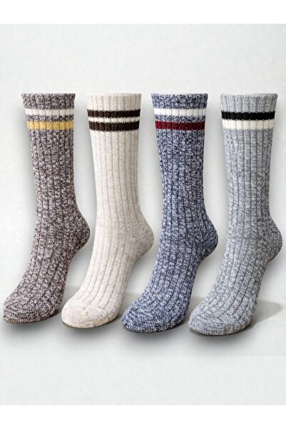 Fanilam Χειμερινές χοντρές μάλλινες ανδρικές κάλτσες με σχέδιο 4 τεμαχίων με ...
