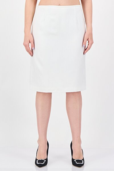 Tahari Women Solid Midi Skirt, Ivory
