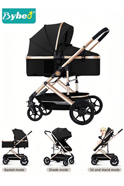 BYBEO 3-In-1 Baby Stroller, Multifunctional Newborn Travel Cabin, One-Hand Fo...