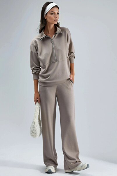 Hiccup Costum din două piese cu textura modală, cu fermoar, cu picioare largi...