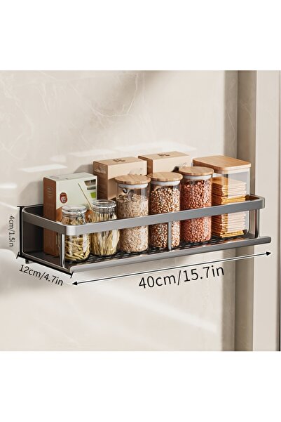 Choice1 رف حائط رمادي من الألومنيوم، 40 سم، متعدد الوظائف، لتخزين أدوات المطب...