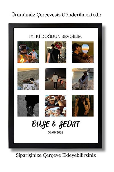 POSTER Kişiye Özel Fotoğraf Kolaj – İsimli & Tarihli Anı Tablosu – Sevgiliye ...