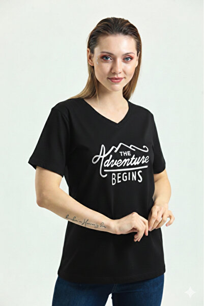 MODA تي شيرت نسائي مصنوع من القطن بنسبة 100% مطبوع