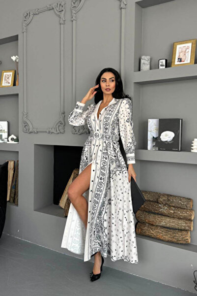 Dipmoda Γυναικείο υφασμάτινο φόρεμα ατλάζ με κουμπιά σε όλο το μήκος, σε συσκ...