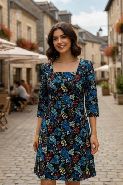 Yağmur Butik Rochie din flanelă cu guler pătrat