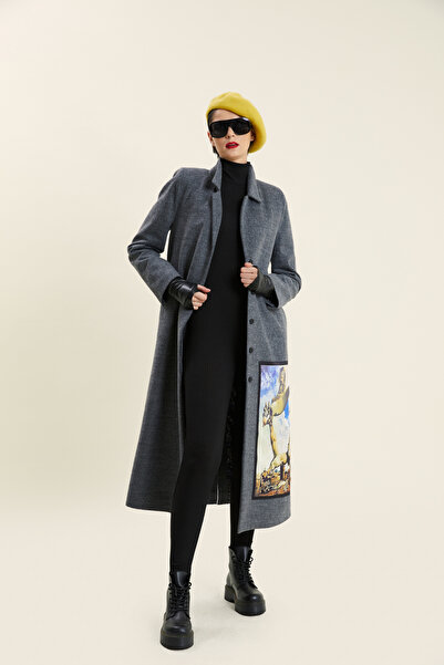 VERDA Printed Long Cashmere Coat