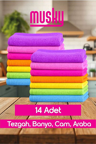MUSKY 14'lü Mikrofiber Temizlik Bezi | Kurulama Bezi | 14'li Paket | Reyhan |...