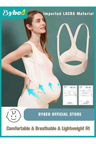 BYBEO Adjustable breathable maternity support belt with shoulder straps and b...