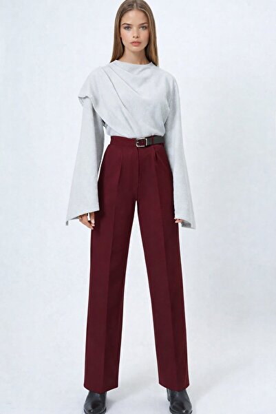 VAGGON Închidere cu nasturi cu centură, buzunare duble pantaloni palazzo