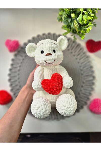 OEM Ursuleț de pluș croșetat manual cu inimă, jucărie cadou de Ziua Îndrăgost...