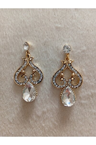 Pervin Ablacım Silver White Stone Dangle Earrings Are Handmade
