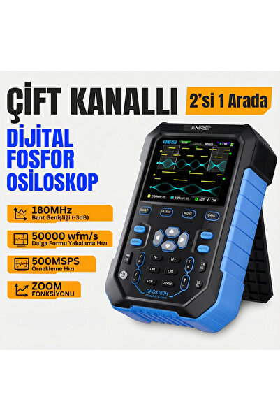 FNIRSI DPOX180H 2x180mhz - 3DB 50000wfms/s Dijital Osiloskop + 20mhz Sinyal J...
