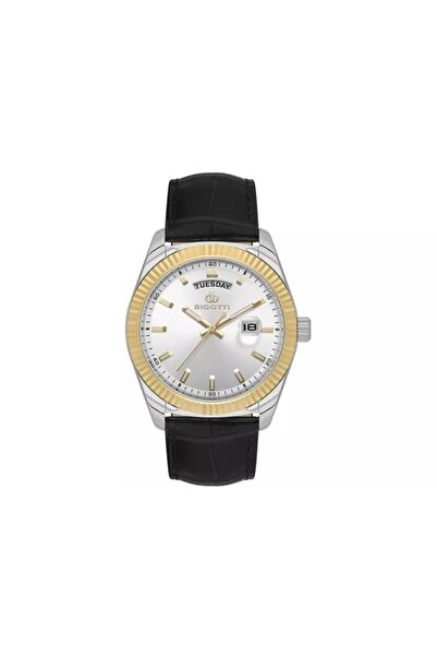 Bigotti Bg.1.10557-4 Leather Cord Steel Plated Case Black Men's Wristwatch