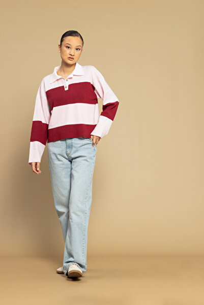Nisan Block Striped Polo Neck Sweater