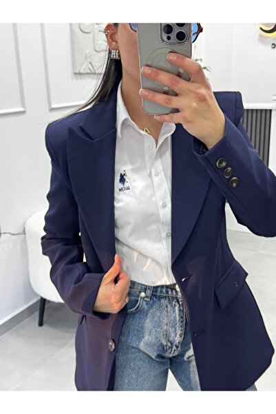 Perry Premium Kalite Belden Oturan Blazer Ceket- Lacivert