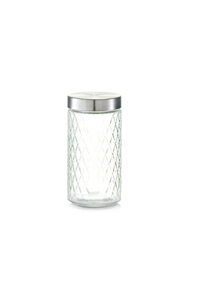 zeller food storage container, glass/metal, 1500 ml, transparent/silver