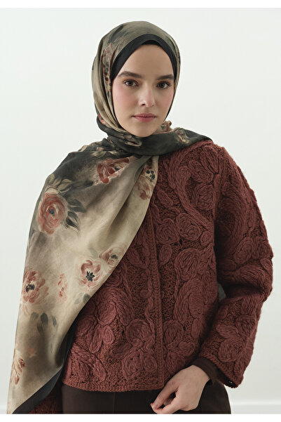 Fresh Marielle Patterned Cotton Viscose Shawl Dark Green