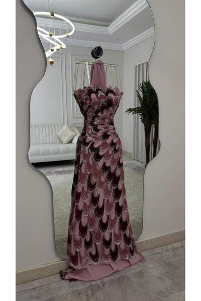 To Be فستان سهره مشجره خرز مطرز