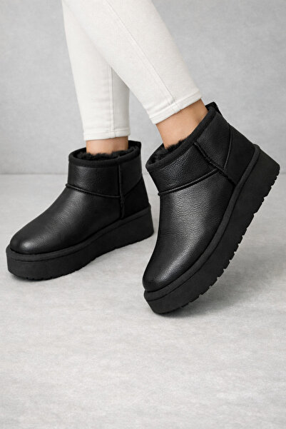 defile ayakkabi حذاء نسائي يومي ذو نعل سميك مبطن بالقطيفة باللون الأسود