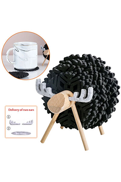 Choice3 black Elk Shape Drink Coasters Cup Pads Insulated Round Felt Cup Mats...