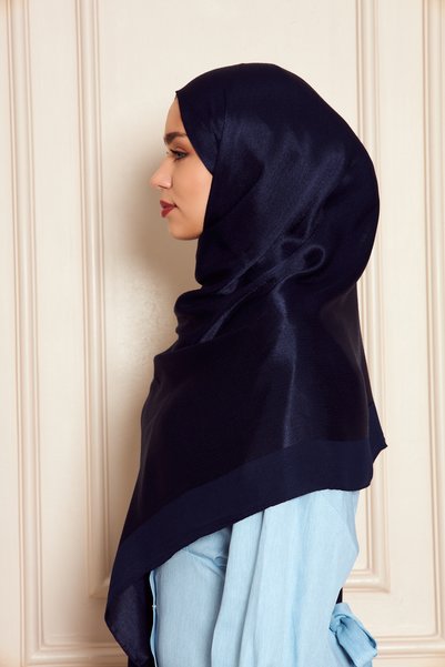 Gigiscarfs Veine Premium Viscose Shawl – Natural Crinkle Texture, Shimmering, Flowy, Stylish and Elegant Posture – Navy Blue -