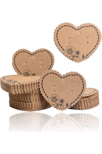 naturevo 100 Adet Kalpli Çiçek Basklı Delikli Askılı Küpe Tutucu Paketleme Kartı