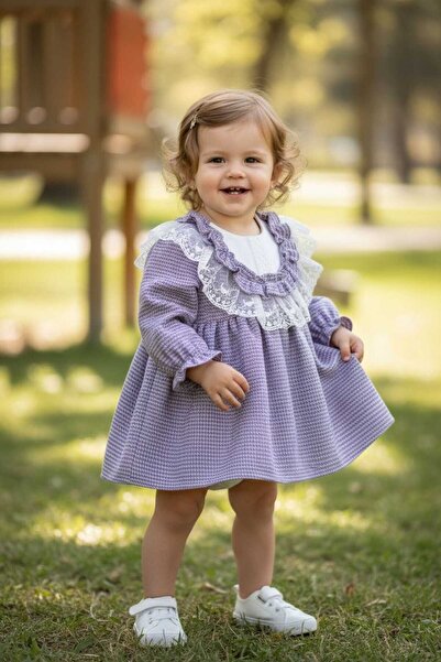 VİYOLİNA FİSTO FIRFIRLI PAMUKLU KUMAŞ ELBİSE