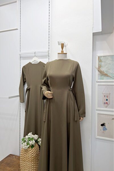 Faya Boutique Haki Yeşili Beli Toka Detaylı Bruna Elbise
