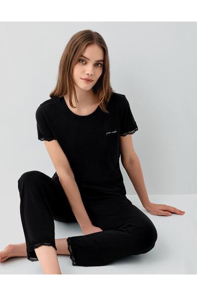 Pierre Cardin Γυναικείο Σετ Πιτζάμες με Λεπτομέρειες από Μαύρη Δαντέλα – 50% ...