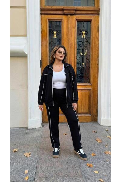 Koza Butik Γυναικείο σετ αθλητικής φόρμας με μακρύ μανίκι με φερμουάρ, μεγάλο...