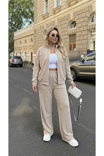 Koza Butik Γυναικείο σετ αθλητικής φόρμας με μακρύ μανίκι με φερμουάρ, μεγάλο...