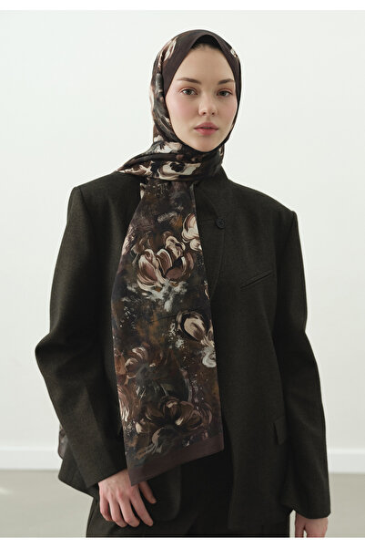 Fresh Madeleine Patterned Cotton Viscose Shawl Brown