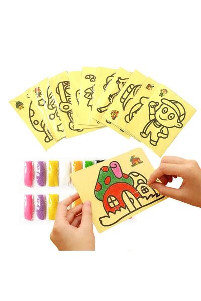 OEM Set 10 Planşe de Desen cu Nisip Colorat – 9 Culori