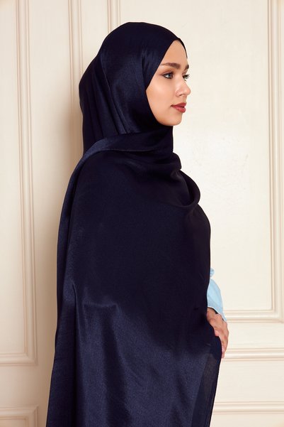 Gigiscarfs Veine Premium Viscose Shawl – Natural Crinkle Texture, Shimmering, Flowy, Stylish and Elegant Posture – Navy Blue -