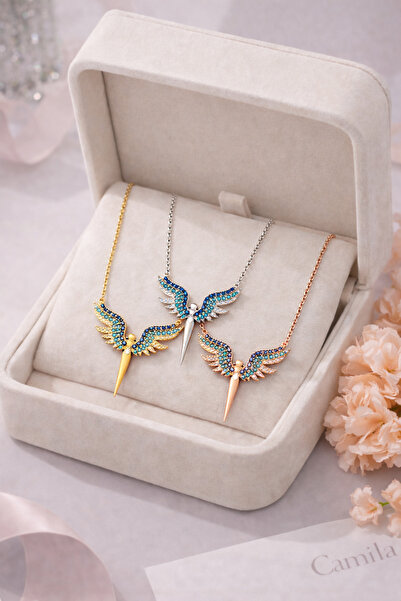 Soleildor 925 ayar Orijinal Gümüş Mikail Meleği Gümüş Kolye ( style 4)