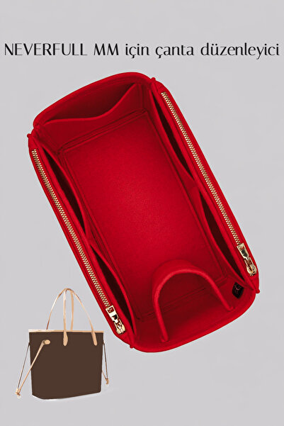HezeS Neverfull MM Uyumlu Keçe Çanta Organizeri 2 mm – Şişe Tutuculu Çok Cepl...