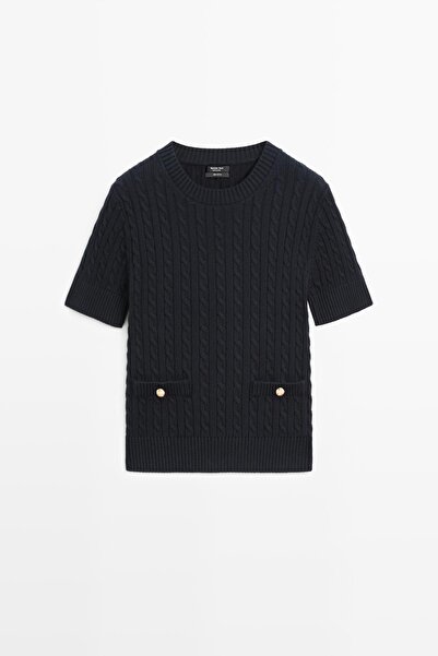 Massimo Dutti Short-sleeved cable knit jumper