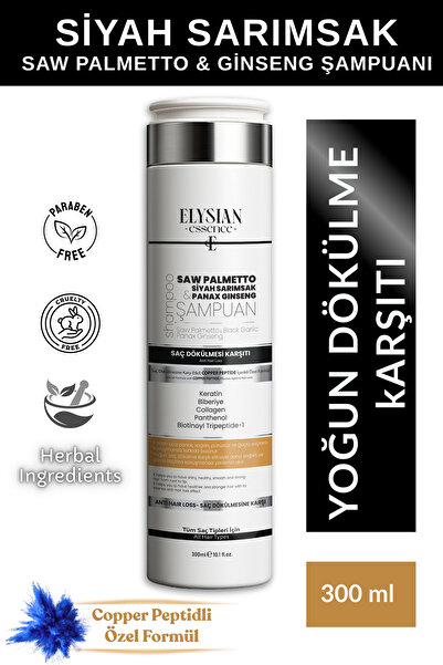 Elysian Essence Saw Palmetto & Siyah Sarımsak & Ginseng Şampuanı | Copper Pep...