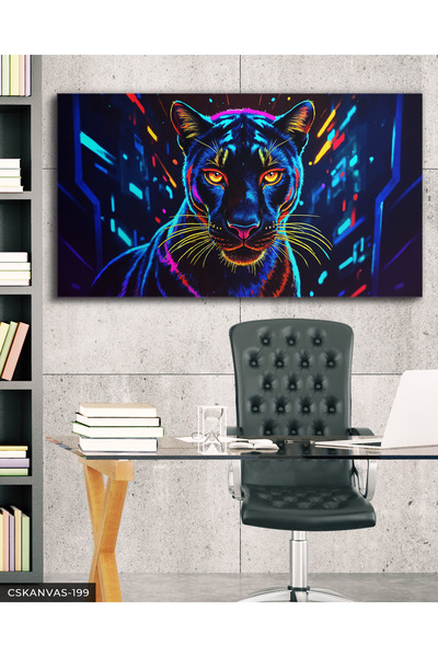 CeSht Neon Panther One Piece Canvas, Canvas Painting