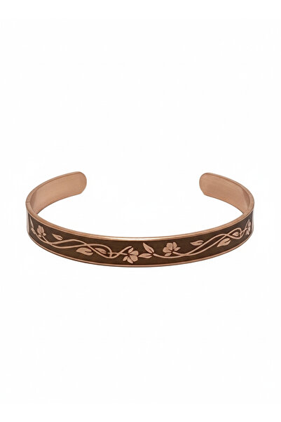 Güney Takı Store سوار من النحاس النقي مع نقش زهور ودعاء بالداخل