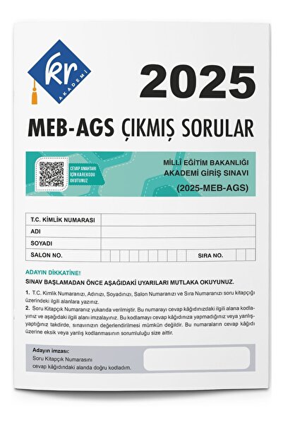 KR Akademi Yayınları 2025 MEB-AGS Tıpkı Basım Kitapçığı