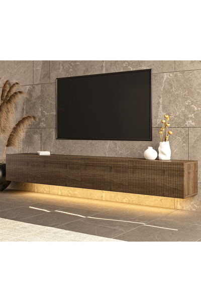MERT SERT MOBİLYA Assos 240cm Günışığı Led Işıklı Tv Sehpası, Tv Ünitesi, Duv...