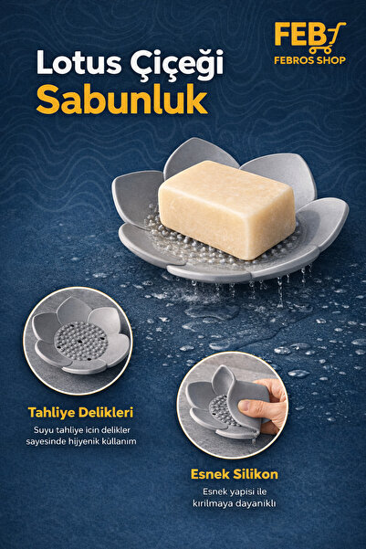 Febros Δοχείο σαπουνιού σε σχήμα λουλουδιού λωτού Υγιεινό δοχείο σαπουνιού πο...