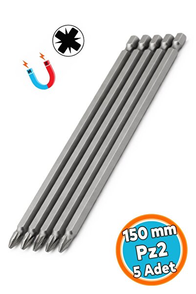 NZB Mıknatıslı 150 mm (5 Adet) Pozidriv Bits Uç PZ2 Manyetik 1/4" Matkap Ucu ...
