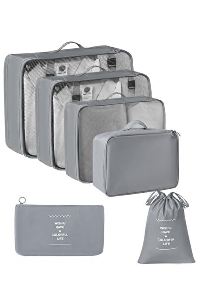 Generic مجموعة من 6 مكعبات تنظيم الأمتعة للسفر مع حقائب للأحذية وأدوات النظاف...